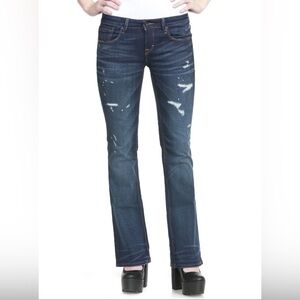 Cult Of Individuality Dark Wash Distressed Bohemi Bootcut Jeans Low Rise Y2K